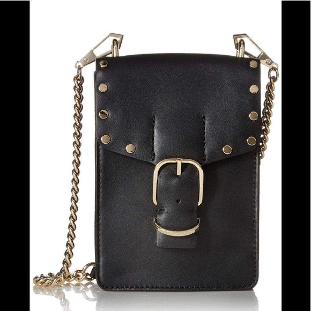 Rebecca Minkoff Black Leather Crossbody with Gold Hardware